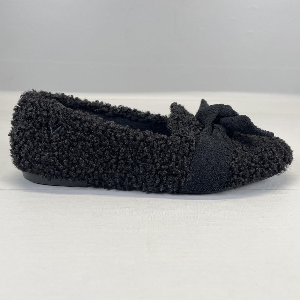Vivaia Audrey Faux Fur Loafers Womens Size 36.5 Black Bow Slippers Cozy Shoes